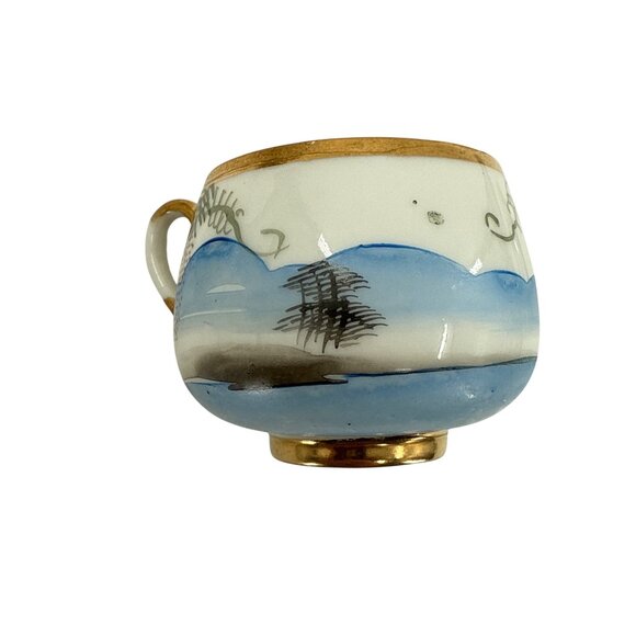 Japanese Satsumi Kutani Porcelain Coffee Tea Set Cream Sugar Hand Painted Gold - Picture 9 of 14